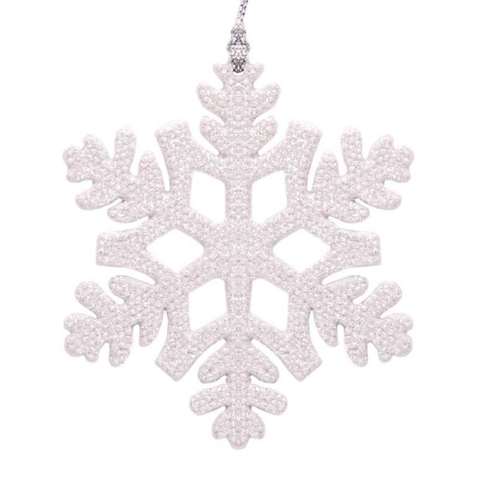 Новогоднее подвесное елочное украшение Снежинка белая 10,5*10