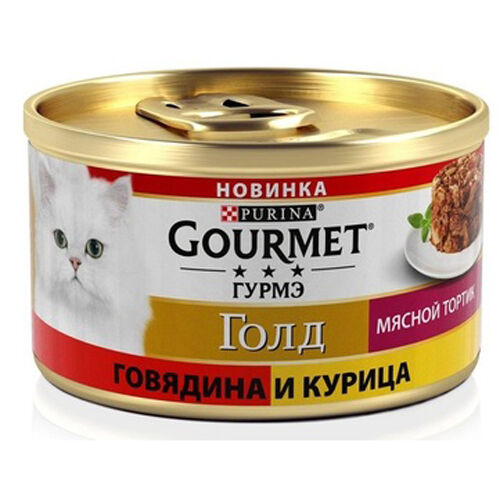 Gourmet Gold конс 75гр д/кош Мясной тортик Говядина/Курица (1/12)