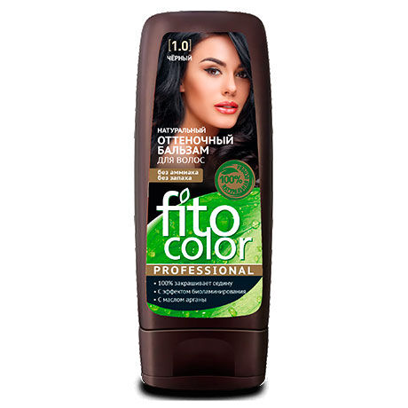 Натуральный Оттеночный Бальзам для волос &quot;Fito Color Professional&quot;, 140 мл, тон 1.0 черный