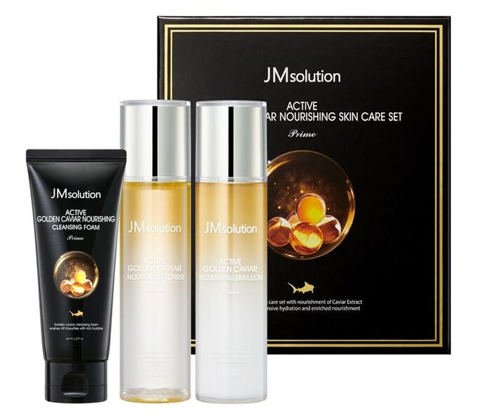 JMsolution Active Golden Caviar Nourishing Skin Care Set Prime Набор по уходу за лицом, 3 продукта