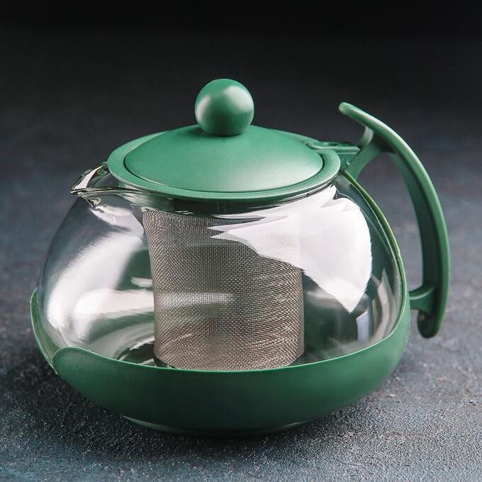СИМА-ЛЕНД Чайник стеклянный заварочный «Фантазия», 750 мл, с металлическим ситом, цвет МИКС