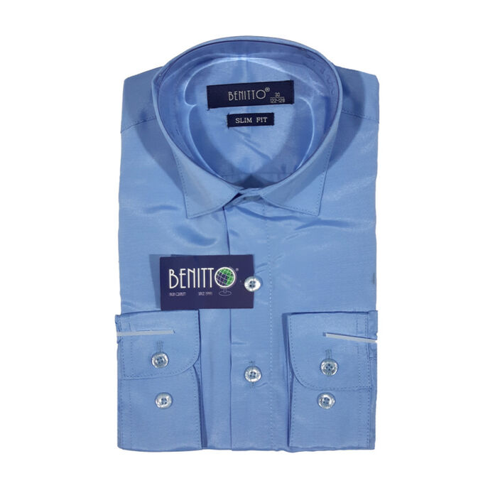 (JLB3035) Рубашка для мальчика дл. рукав Benitto (голубой)