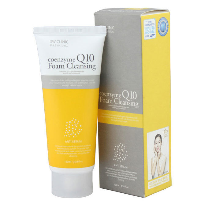 3W Clinic Coemzyme Q10 Foam Cleansing ANTI SEBUM, Пенка для умывания с коэнзимом Q10, Антижир, 100мл.