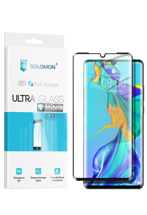 Защитное стекло Solomon для  Huawei Honor 8A/Y6 (2019) Full Glue (Black)