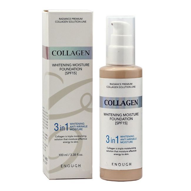 Enough  collagen whitening moisture foundation SPF 15 Антивозрастной тональный крем с коллагеном 3 в 1 № 21 натур-беж 100мл