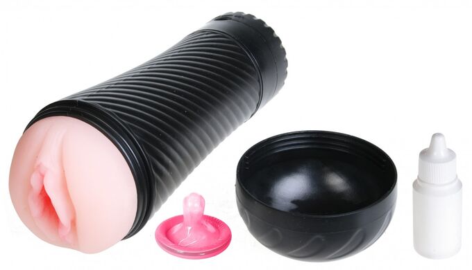 Мастурбатор-вагина с вибрацией в форме фонарика Pink Pussy