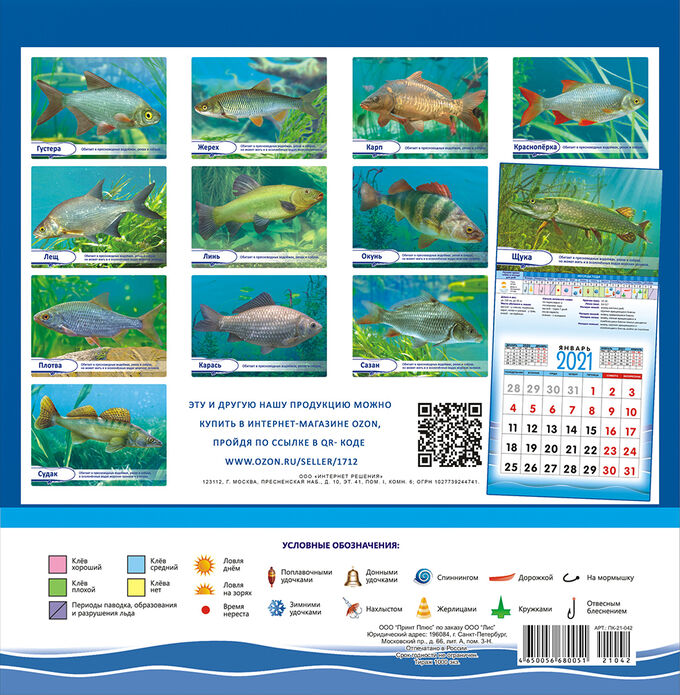 Календарь клева рыбы на 2024г