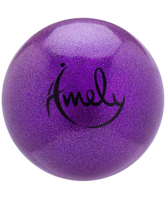 Мяч для художественной гимнастики AGB-303 19 см, фиолетовый, с насыщенными блестками