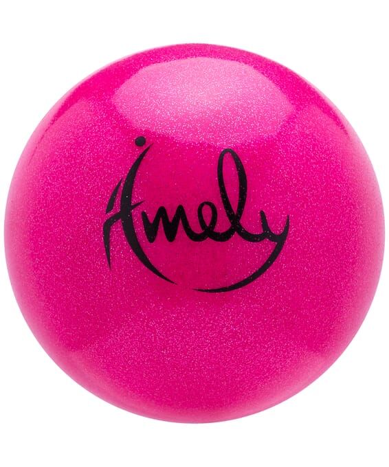 Мяч для художественной гимнастики AGB-303 19 см, розовый, с насыщенными блестками