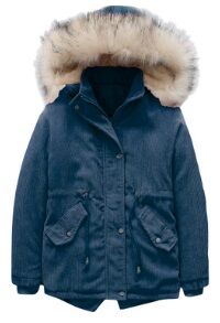Утепленная вельветовая куртка с меховой опушкой на капюшоне