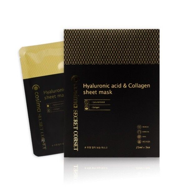 Cosima Hyaluronic Acid &amp; Collagen Sheet mask Увлажняющая маска с гиалуроновой кислотой и коллагеном, 23 мл