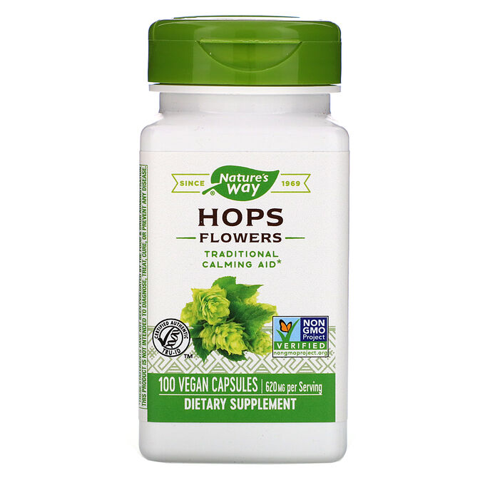 Nature&amp;#x27 - s Way, Hops Flowers, 620 mg, 100 Vegan Capsules