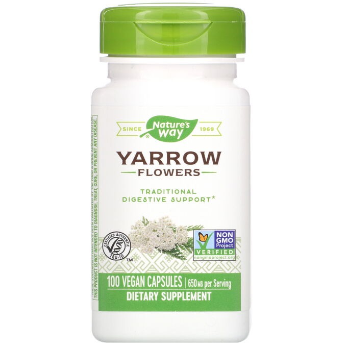 Nature&amp;#x27 - s Way, Yarrow Flowers, 650 mg, 100 Vegan Capsules