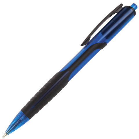 Ручка шариковая масляная автоматическая с грипом BRAUBERG &quot;Phantom&quot;, СИНЯЯ, узел 0,7 мм, линия письма 0,35 мм