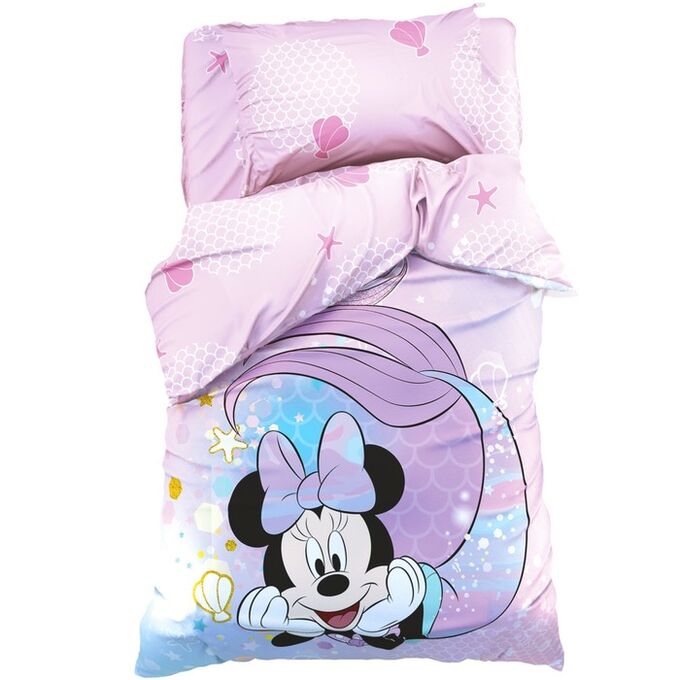 Детское постельное бельё 1,5 сп &quot;Minnie Mermaid&quot;, Минни Маус, 143*215 см, 150*214 см, 50*70 см -1 шт, поплин