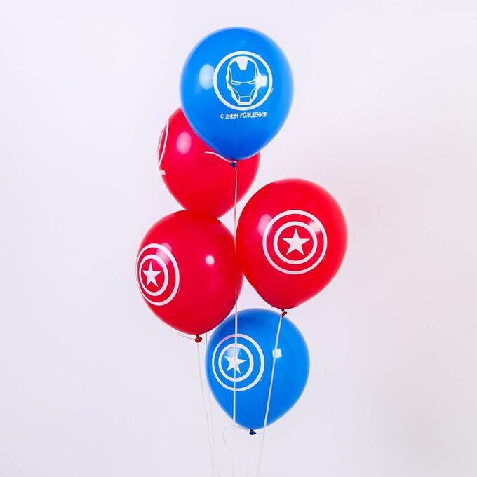 MARVEL Воздушные шары «С Днём Рождения», Мстители, 5 шт., 12&quot;