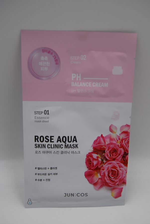 JUN:COS &quot;Rose Aqua Skin Clinic Mask&quot; 2-ступенчатая маска для лица с розой, маска - 25 гр., крем 2 гр