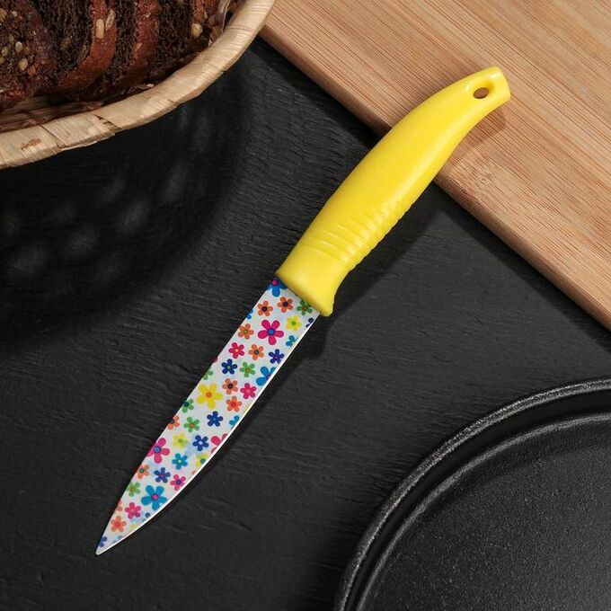 Нож кухонный «Ланфорд», лезвие 11 см, с антиналипающим покрытием, цвет МИКС 1702343