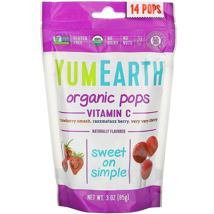 YumEarth, Органические леденцы с витамином C, 14 леденцов, 85 г (3 унции)