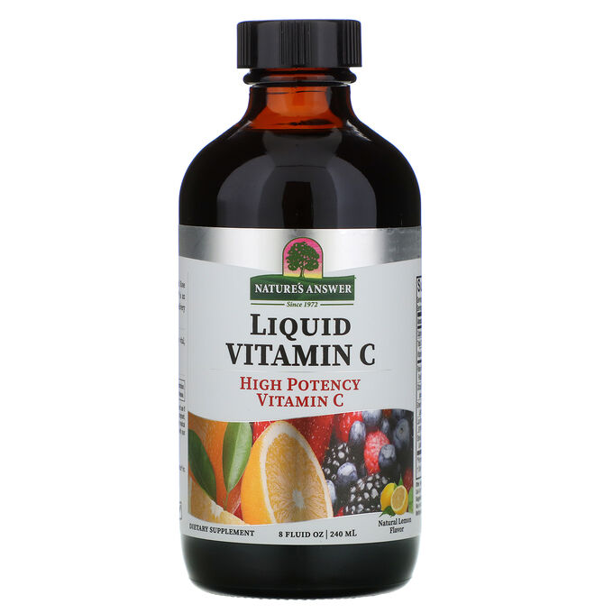 Nature&amp;#x27 - s Answer, Liquid Vitamin C, Natural Lemon Flavor, 8 fl oz (240 ml)