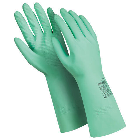 Перчатки латексные MANIPULA &quot;Контакт&quot;, хлопчатобумажное напыление, размер 10-10,5 (XL), зеленые, L-F-02