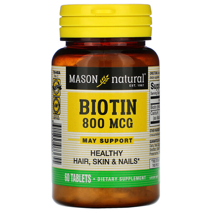 Mason Natural, Biotin, 800 mcg, 60 Tablets