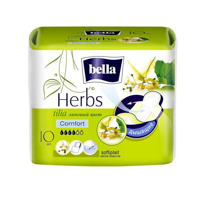 Гигиенические прокладки Bella Herbs komfort с экстрактом липы, 10 шт