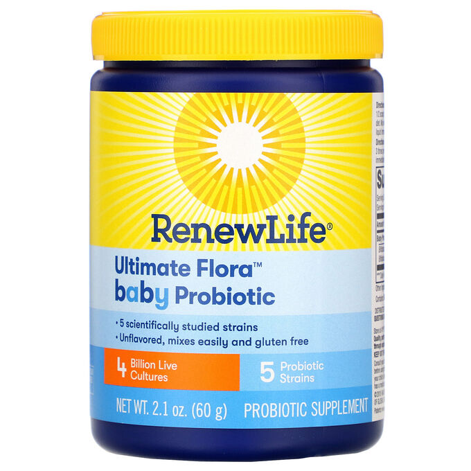 Renew Life, Ultimate Flora Baby Probiotic, 4 Billion Live Cultures, 2.1 oz (60 g)