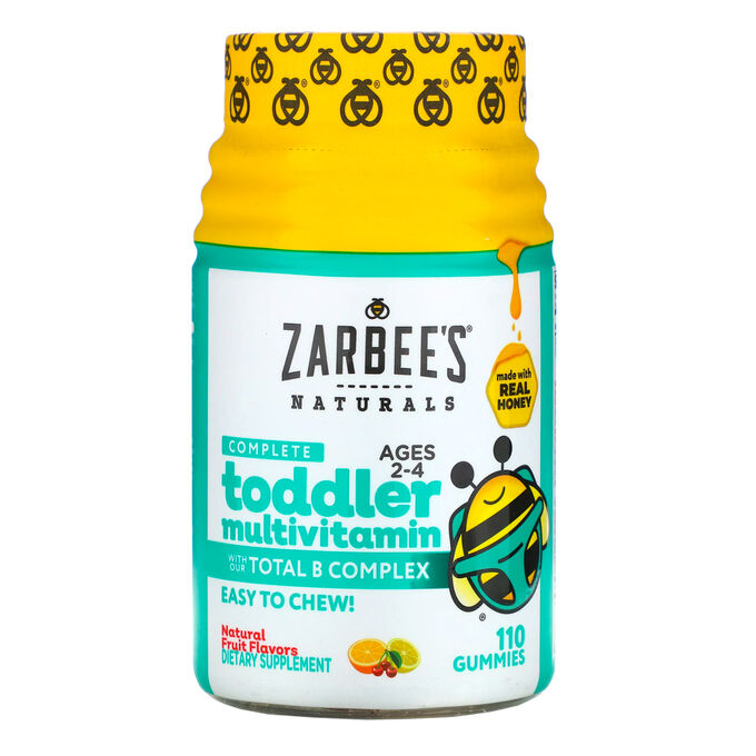 Zarbee&amp;#x27 - s, Complete Toddler Multivitamin, Ages 2-4, Natural Fruit Flavors, 110 Gummies