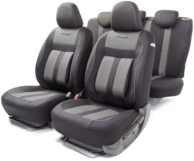 AUTOPROFI Авточехлы CUSHION COMFORT, материал эко-хлопок, 5 мм поролон,  новое лекало - 3D крой, большой поясничный упор, 15 предметов, валики для быстрой фиксации переднего ряда, 5 подголовников, 2 кармана, 4