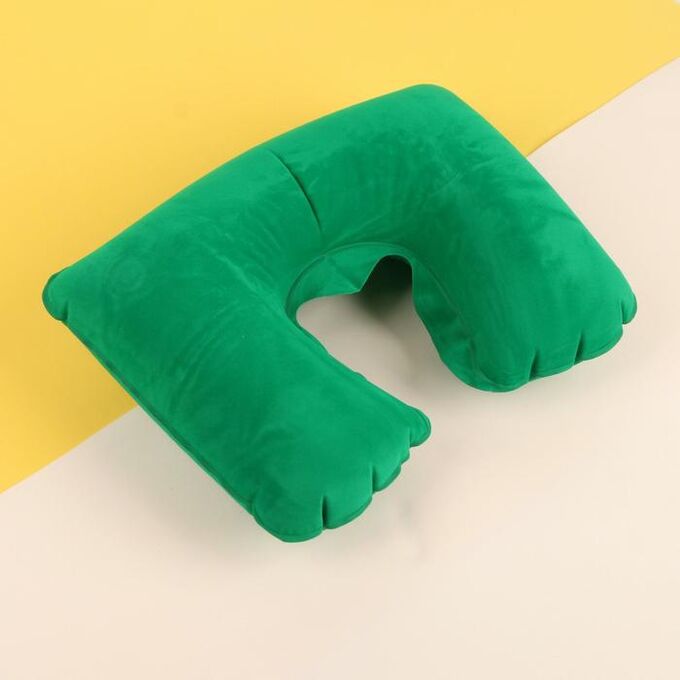 Queen fair Подушка для шеи дорожная, надувная, 38 ? 24 см, цвет зелёный