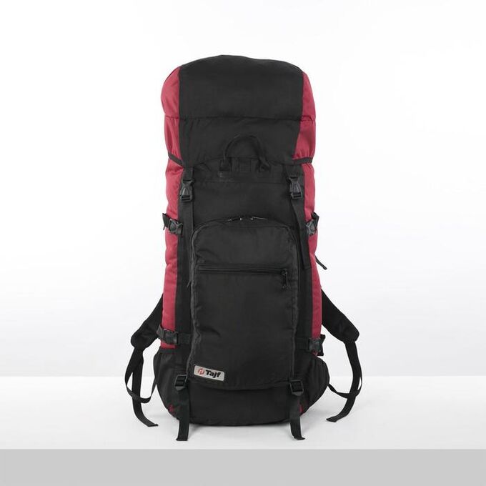 Рюкзак туристический, 90 л, отдел на шнурке, наружный карман, 2 боковые сетки, цвет чёрный/вишня