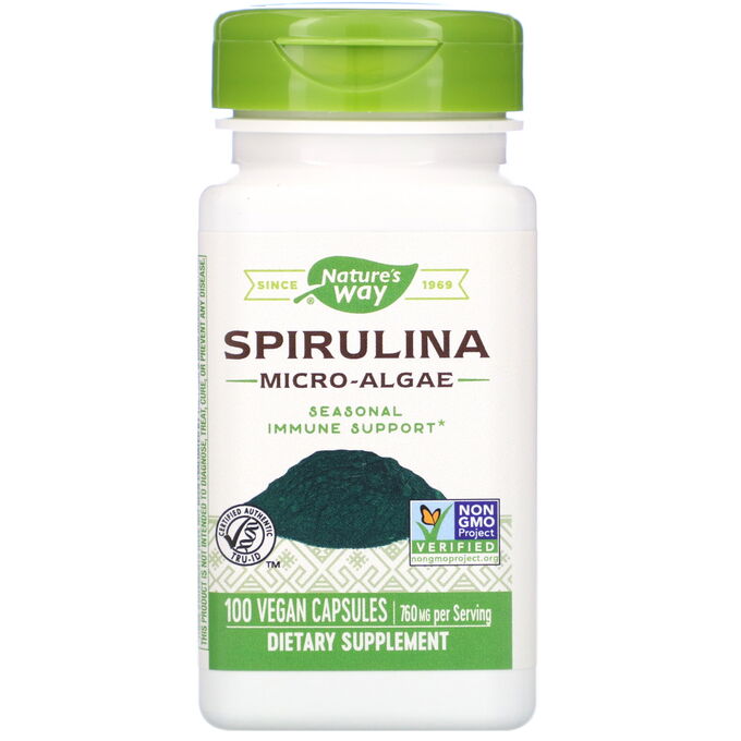 Nature&amp;#x27 - s Way, Spirulina Micro-Algae, 760 mg, 100 Vegan Capsules
