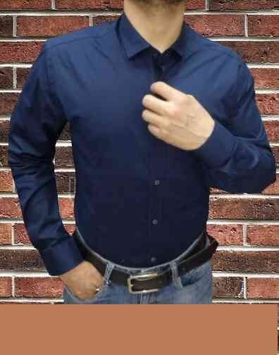 Мужская Рубашка с длинным рукавом. Материал 80% хлопок ,20% полиэстер + лайкра Про-ль Турция