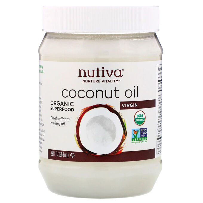 Nutiva, Натуральное очищенное кокосовое масло, 29 жидких унций (858 мл)
