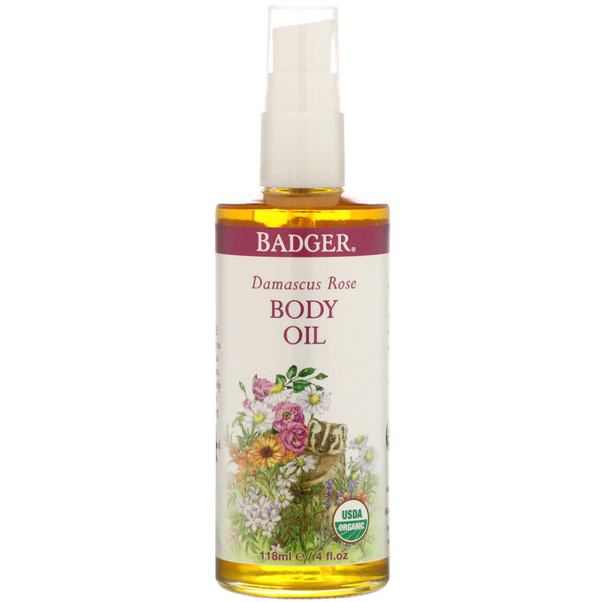 Badger Company, Damascus Rose Body Oil, 4 fl oz (118 ml)