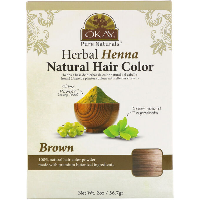 Okay Pure Naturals, Herbal Henna Natural Hair Color, Brown, 2 oz (56.7 g)