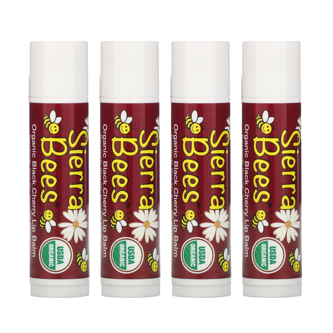 Sierra Bees, Органические бальзамы для губ, с запахом черешни, 4 в упаковке, 4,25 г (15 унций) каждый