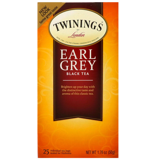 Twinings, Классический чай  - Эрл Грей - , 25 пакетиков, 1.76 унций (50 г)