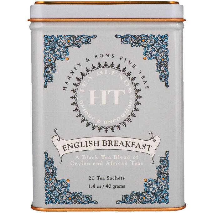 Harney &amp; Sons, English Breakfast, чайная смесь HT, черный чай, 20 пакетиков, 40 г (1,4 унции)