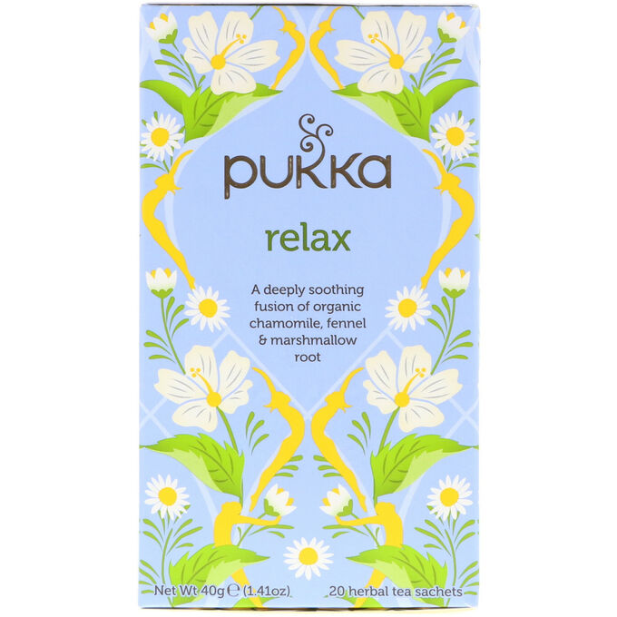 Pukka Herbs, Расслабление, без кофеина, 20 пакетиков травяного чая, 1,41 унц. (40 г)