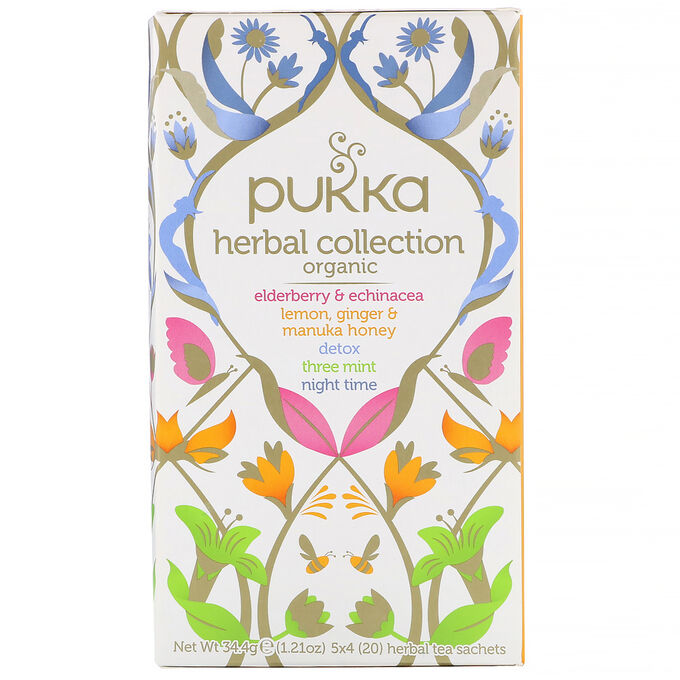 Pukka Herbs, Коллекция органического травяного чая, 20 пакетиков травяного чая, 1,21 унции (34,4 г)
