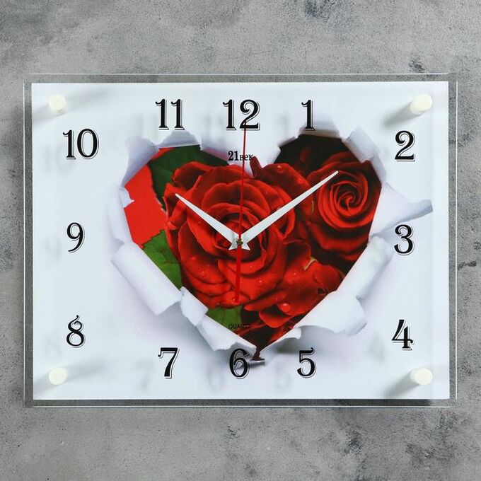 Рубин Часы настенные, серия: Цветы, &quot;Розы&quot;, 30х40 см
