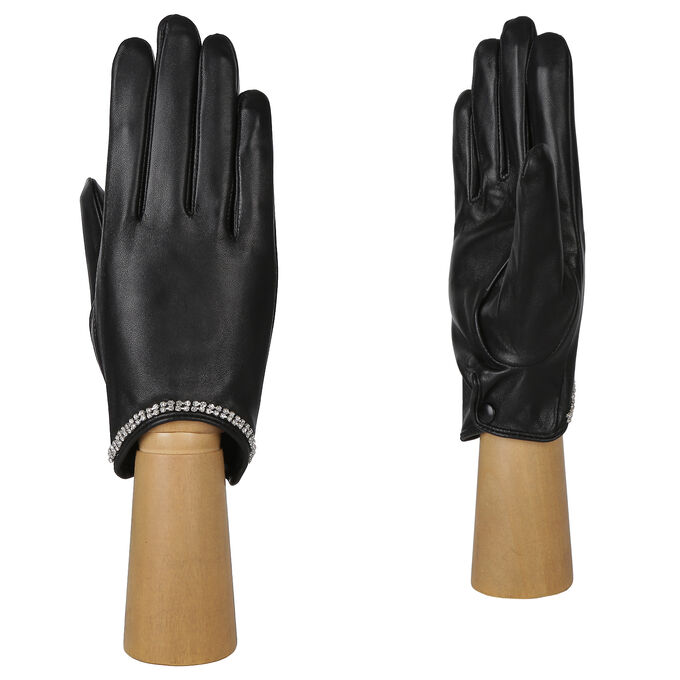 Перчатки жен. 100% нат. кожа (ягненок), подкладка: шелк, FABRETTI 15.12-1s black