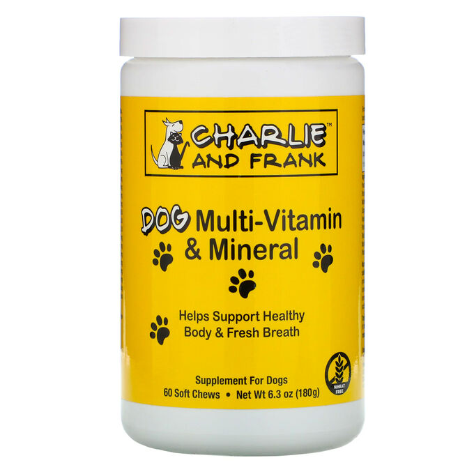 Charlie &amp; Frank, Комплекс мультивитаминов и минералов для собак, поддерживает свежее дыхание, 60 мягких жевательных таблеток