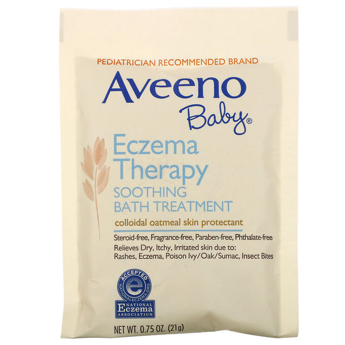 Aveeno, Успокаивающее средство для принятия ванн при экземе у детей, без запаха, 5 пакетиков, 106 г (3,75 унций)