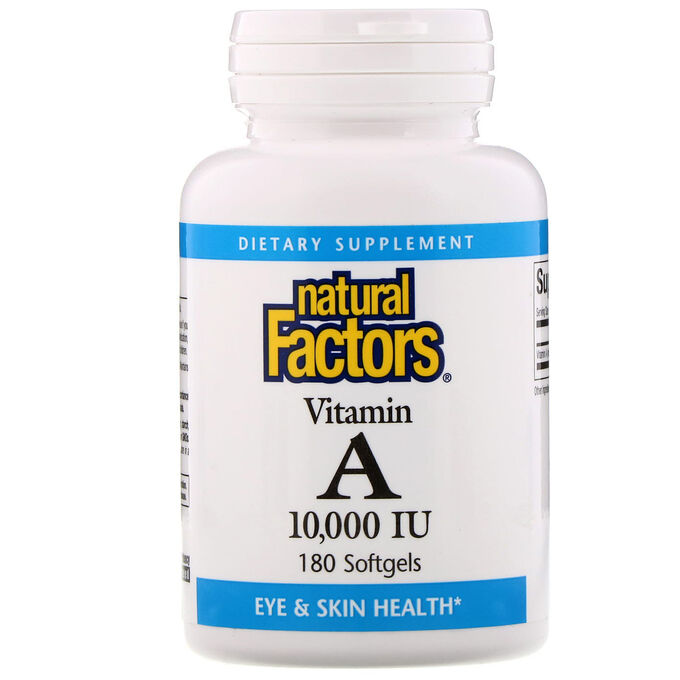 Natural Factors, Витамин А 10 000 МЕ, 180 мягких желатиновых капсул