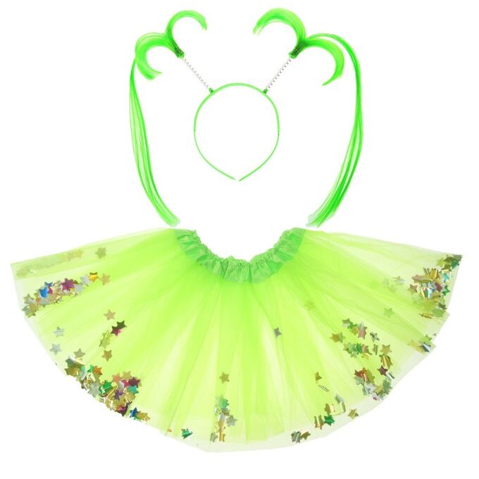 Карнавальный набор «Девочка», юбка, ободок, цвет зелёный