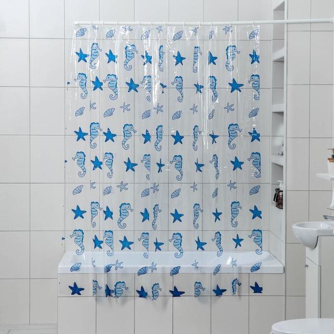 Штора для ванной комнаты Доляна «Морская глубина», 180?180 см, PVC