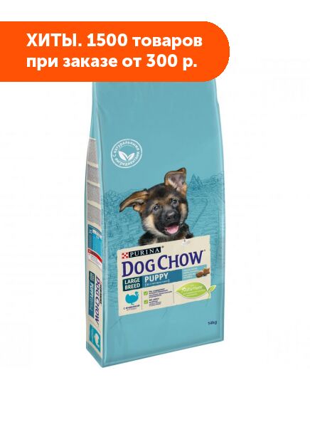 Dog Chow Puppy Large Breed сухой корм для щенков крупных пород Индейка 14кг